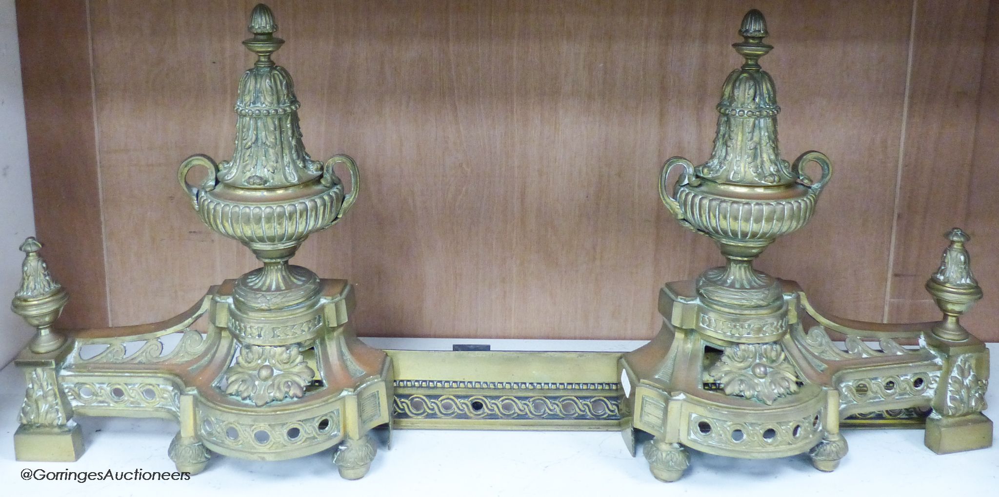 A cast brass adjustable fireside kerb